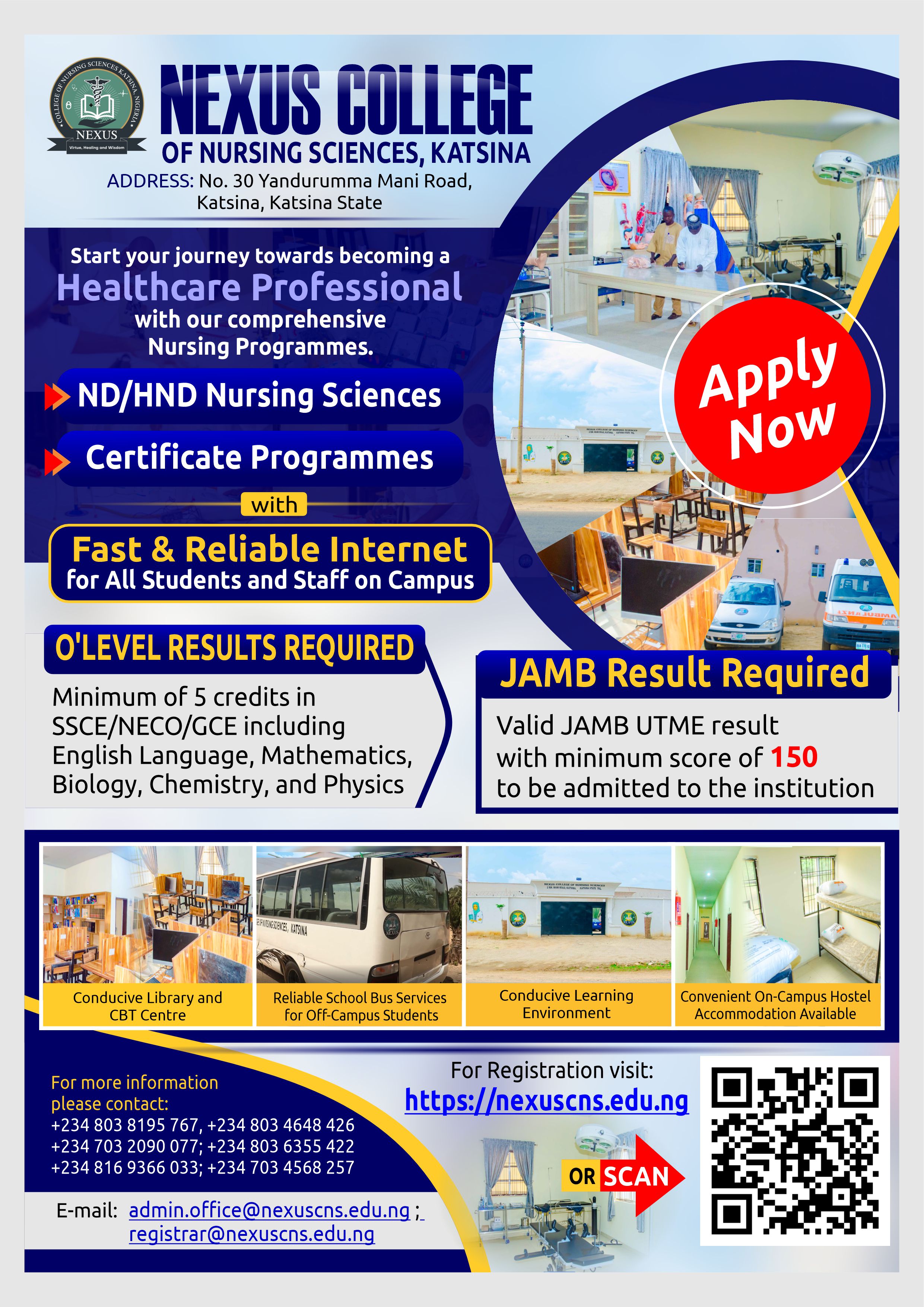 Applications are now open for the 2026/2027 ND Nursing Sciences Programme